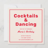 Red Cocktails & Drinks Bold Typography Adult Einladung (Vorderseite)