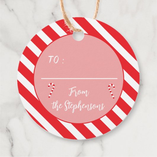 Red Cocoa Tasse Candy Cane Streifen Geschenk | Gef Geschenkanhänger (Rückseite)