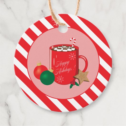 Red Cocoa Tasse Candy Cane Streifen Geschenk | Gef Geschenkanhänger (Vorderseite)
