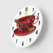 Red Coffee Cup Kitchlock Runde Wanduhr (Winkel)