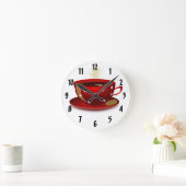 Red Coffee Cup Kitchlock Runde Wanduhr (Zuhause)