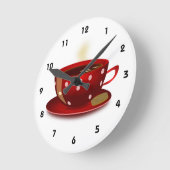 Red Coffee Cup Kitchlock Runde Wanduhr (Winkel)