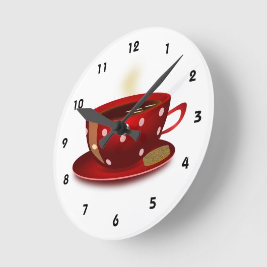 Red Coffee Cup Kitchlock Runde Wanduhr (Winkel)