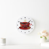Red Coffee Cup Kitchlock Runde Wanduhr (Zuhause)