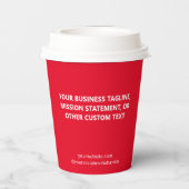 Red Coffee Paper Cups with Lids Business Logo 8 oz Pappbecher (Rückseite)