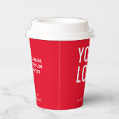 Red Coffee Paper Cups with Lids Business Logo 8 oz Pappbecher (Rechts)