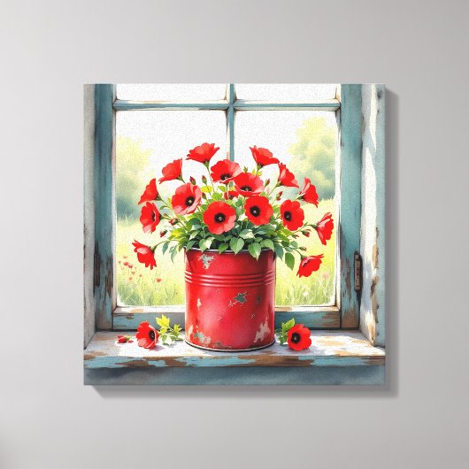 Red Coffee Tin of Red Poppies Leinwanddruck (Vorderseite)