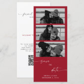 Red Collage B/W Foto Long Wedding Save the Date (Vorne/Hinten)