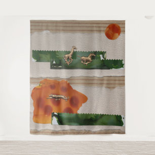 Red Collage von Afrikanischen Tieren Wandteppich