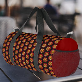 Red Collarette Dahlia Blumenmuster Duffle Bag