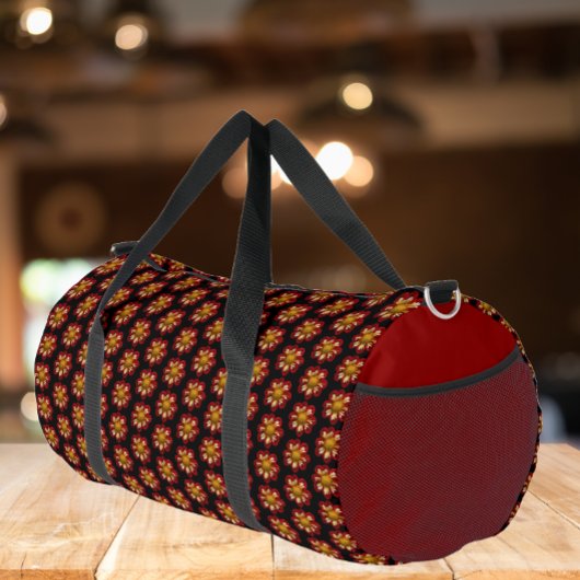 Red Collarette Dahlia Blumenmuster Duffle Bag