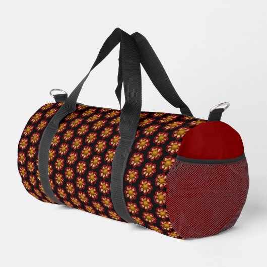 Red Collarette Dahlia Blumenmuster Duffle Bag (Rechte Ecke)