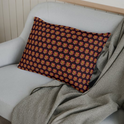 Red Collarette Dahlia Floral Pattern auf Schwarz Kissenbezug