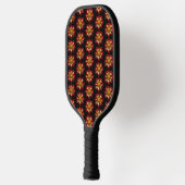 Red Collarette Dahlia Floral Pattern auf Schwarz Pickleball Schläger (Links)