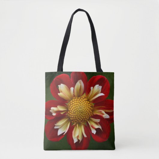 Red Collarette Dahlia Floral Tasche (Vorderseite)