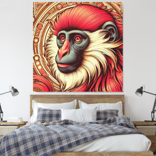 RED COLOBUS MONKEY FRAME ART LEINWANDDRUCK