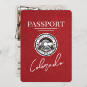Red Colorado Passport Save the Date (Vorne/Hinten)