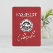 Red Colorado Passport Save the Date (Stehend Vorderseite)