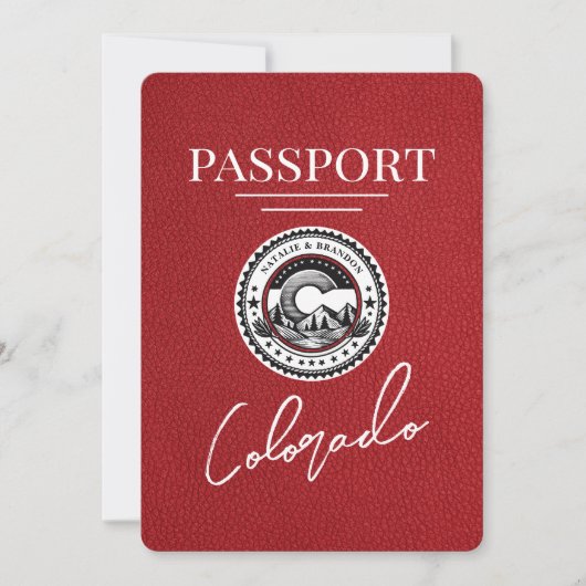 Red Colorado Passport Save the Date (Vorderseite)