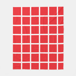 red colored square pattern with white borders fleecedecke