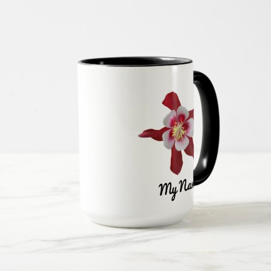Red Columbine Tasse mit Individuelle Name (VorderseiteRechts)