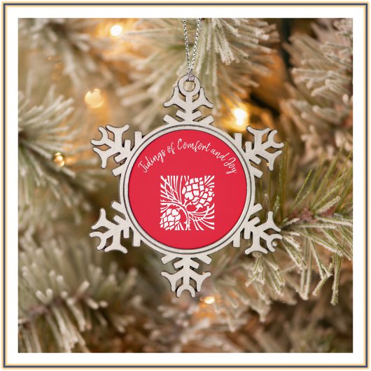 Red Comfort and Joy Snowflake Tree Ornament