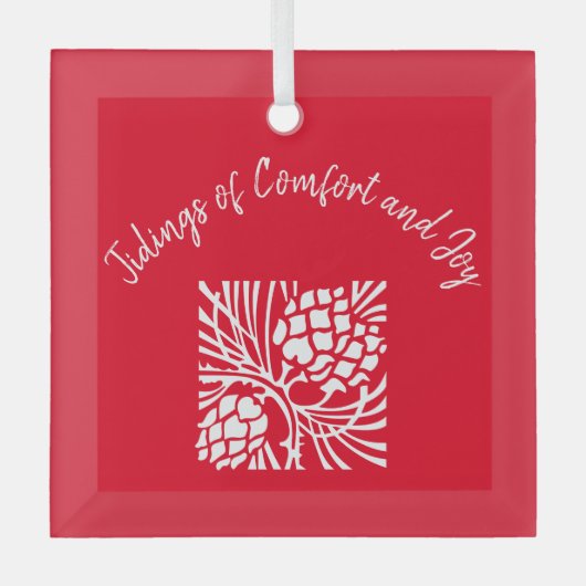 Red Comfort und Freude Ornament Aus Glas (Vorderseite)