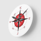 Red Compass-Rose Runde Wanduhr (Winkel)