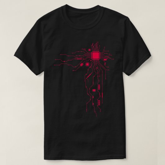 Red Computer CPU Core Herz Geek T-Shirt (Design vorne)