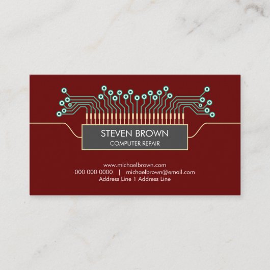 Red Computer Engineer Science Circuit Board Coding Visitenkarte (Vorderseite)