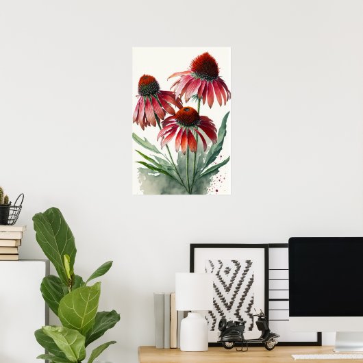 Red Conefwers Art Print Poster (Heimbüro)