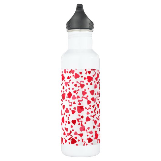 Red Confetti Hearts Edelstahlflasche (Rechts)