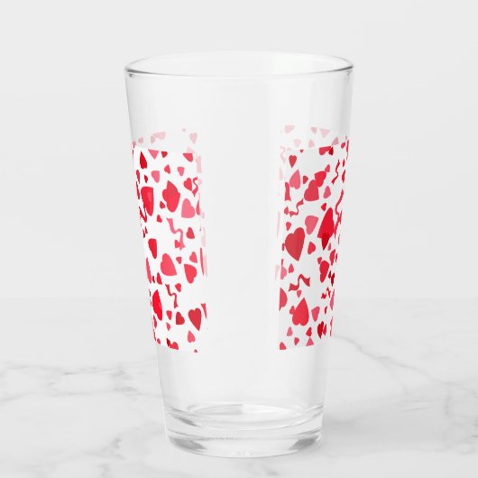 Red Confetti Hearts Glas (Rechts)