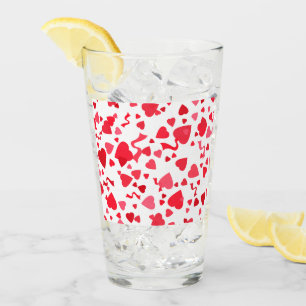 Red Confetti Hearts Glas