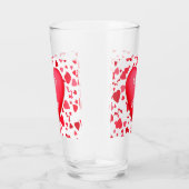 Red Confetti Hearts Personalisiert Glas (Rechts)