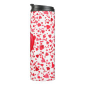 Red Confetti Hearts Personalisiert Thermosbecher (Nach rechts gedreht)