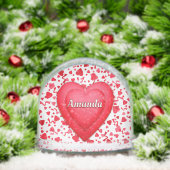 Red Confetti Hearts Personalized Schneekugeln (Weihnachten)