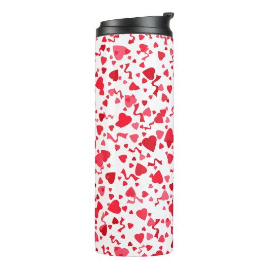 Red Confetti Hearts Thermosbecher (Nach links gedreht)