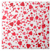 Red Confetti Herzdesign Fliese (Vorderseite)