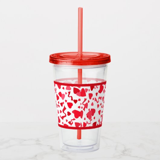 Red Confetti Hörmuster Acryltrinkbecher (Rechts)