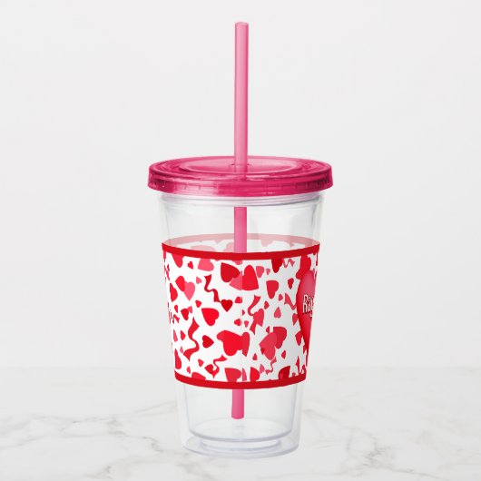 Red Confetti Hörmuster Personalisiert Acryltrinkbecher (Rechts)