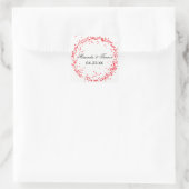 Red Confetti Names & Date - Square Sticker (Tasche)