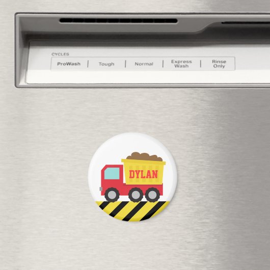 Red Construction Dump Truck Personalized Magnet (In Situ (Geschirrspüler))