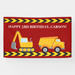 Red Construction Truck Custom Boys Geburtstagspart Banner
