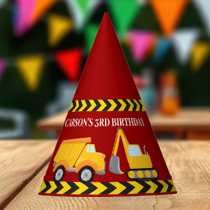 Red Construction Vehicle Custom Boys zum Geburtsta Partyhütchen