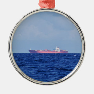 Red Container Ship Ornament Aus Metall
