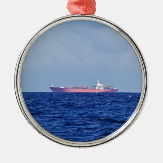 Red Container Ship Ornament Aus Metall (Vorne)