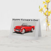 Red Convertible Sports Car zum Vatertag Karte (Gelbe Blume)