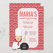 Red Cooking Koch Kitchen Party Einladung (Vorne/Hinten)