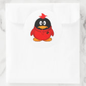 Red Cool Penguin Runder Aufkleber (Tasche)
